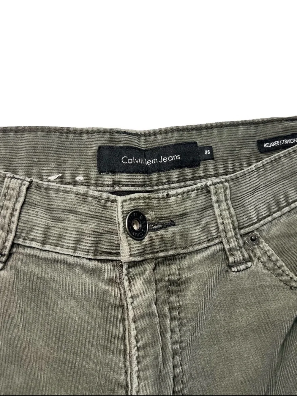 Calvin Klein Men's Light Beige Corduroy Pants 36 x 30 Relaxed Straight Leg